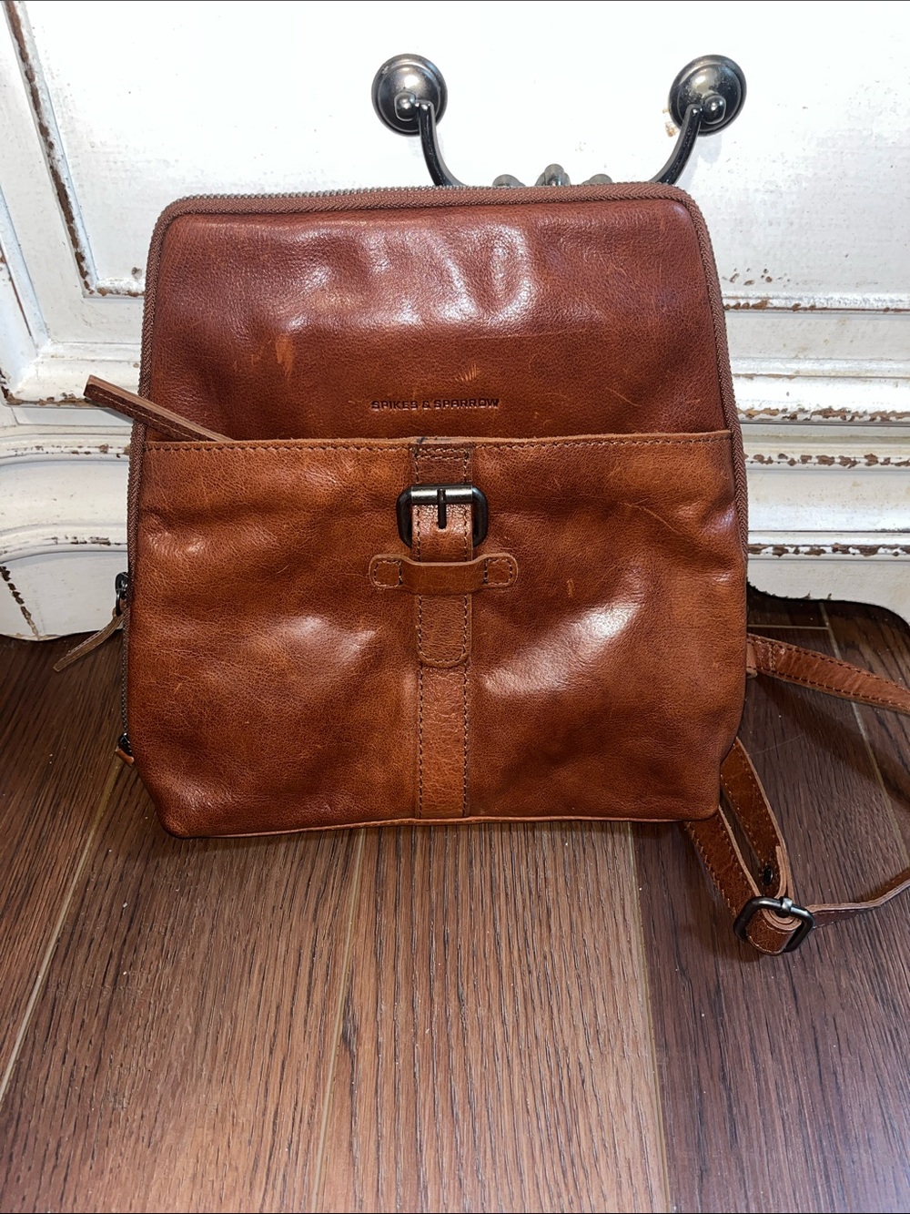 Spikes & Sparrow Genuine Leather Texas Backpack in Brandy Cognac